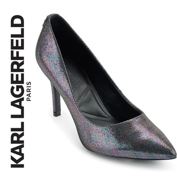 KARL LAGERFELD Royale Dress Pump Multi Black Heels MSRP $109 SIZE 6,5 NEW IN BOX - Picture 1 of 17